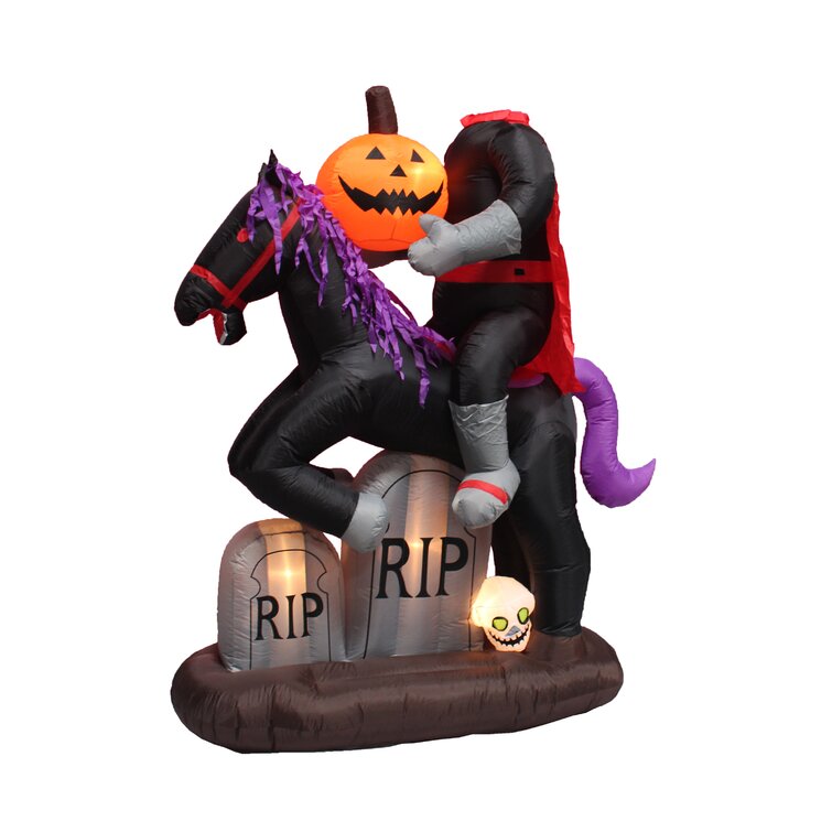 Headless Horse with Pumpkin and Tombstone Inflatable